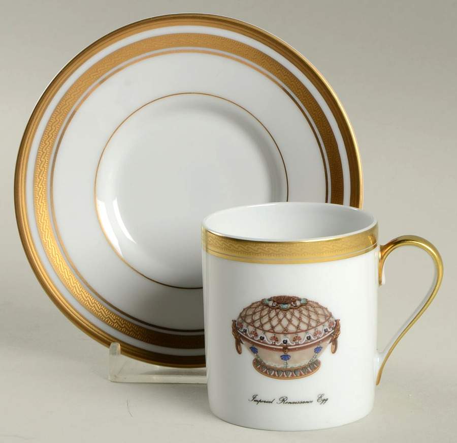 Imperial Egg Collection Flat Demitasse Cup & Saucer Set by Faberge-1