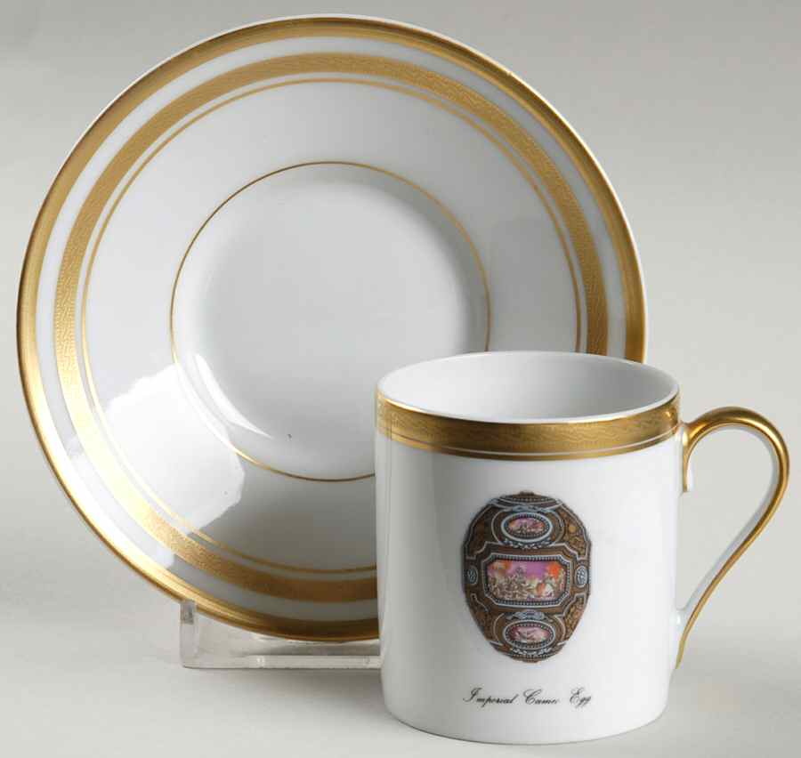Imperial Egg Collection Flat Demitasse Cup & Saucer Set by Faberge-1