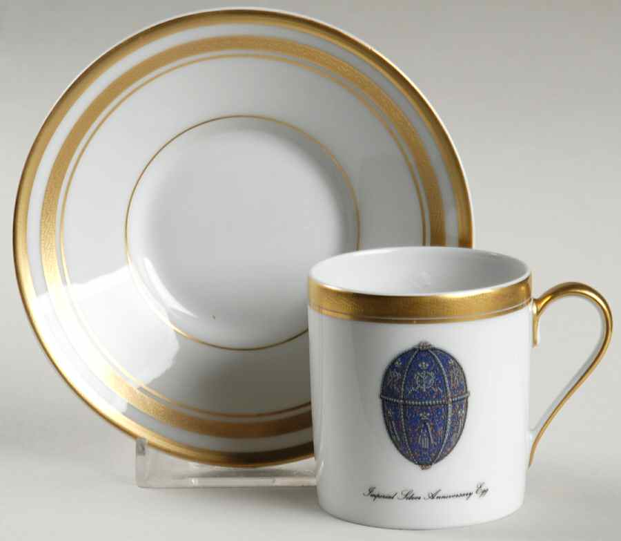 Imperial Egg Collection Flat Demitasse Cup & Saucer Set by Faberge-1