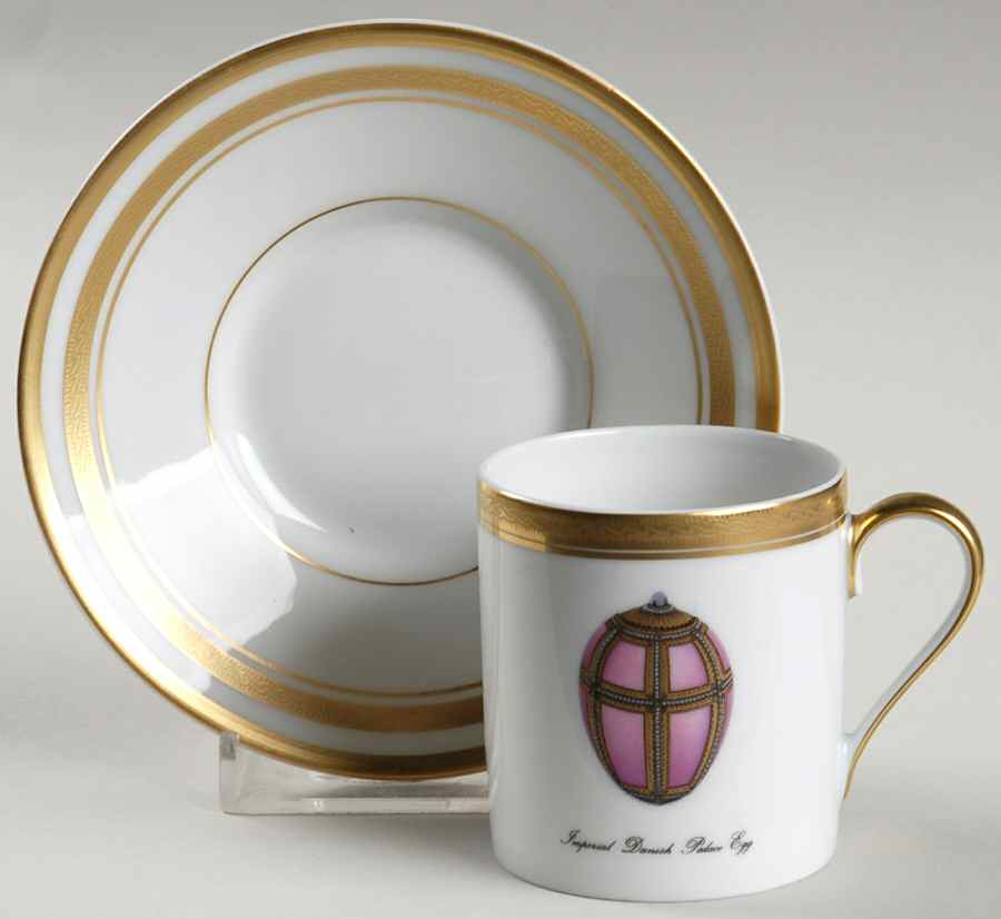 Imperial Egg Collection Flat Demitasse Cup & Saucer Set by Faberge-1
