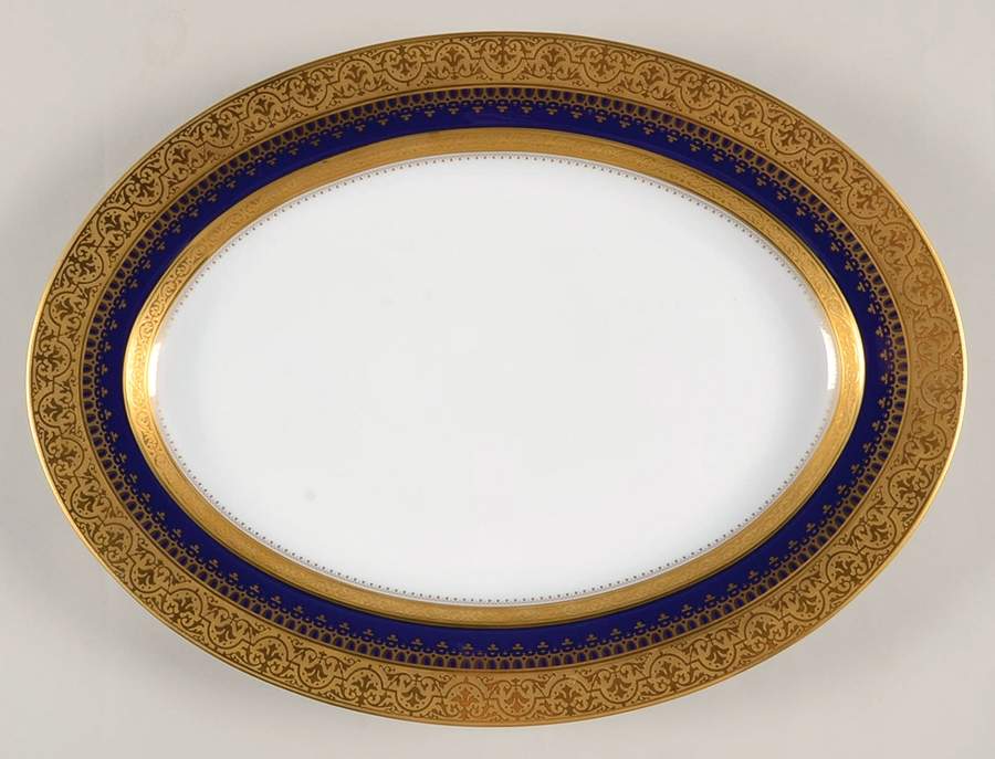 Imperial Heritage Cobalt Blue 14" Oval Serving Platter by Faberge-1