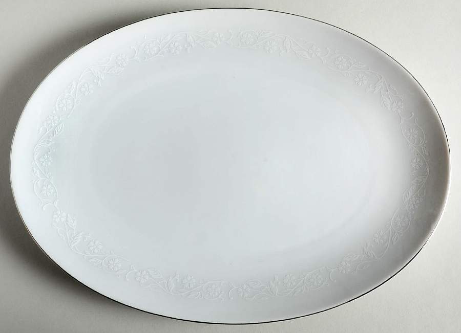 English Lace 12" Oval Serving Platter by Fashion Manor-1