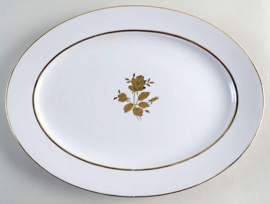 Eternal Rose 14" Oval Serving Platter by Fashion Manor-1