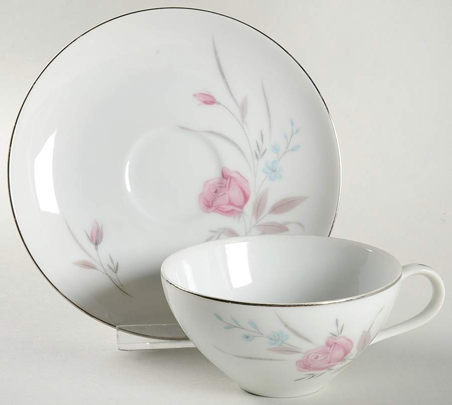 New Rose Flat Cup & Saucer Set by Fashion Manor-1