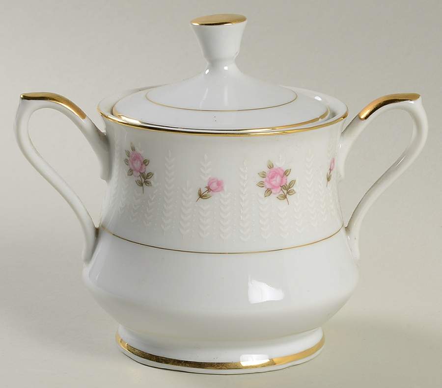 Pink Blossom Sugar Bowl & Lid by Fashion Manor-1