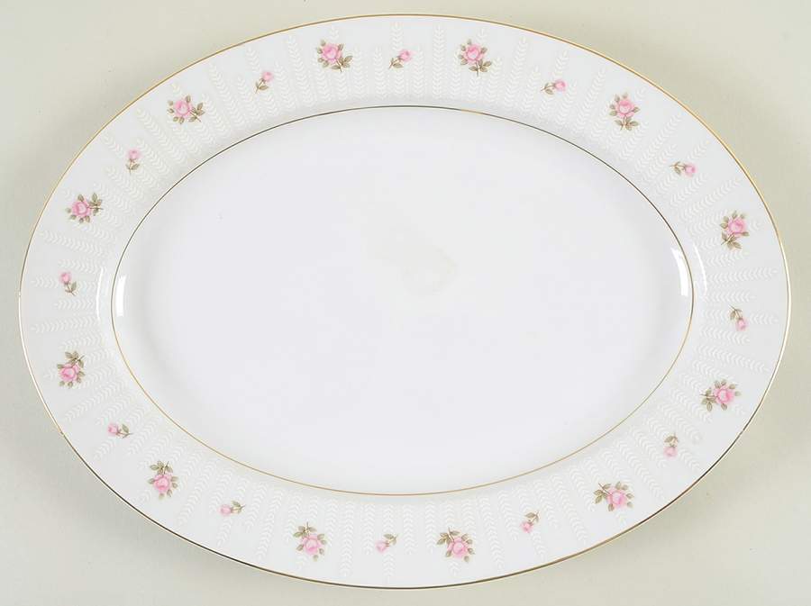 Pink Blossom 14" Oval Serving Platter by Fashion Manor-1