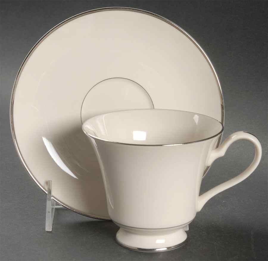 Platinum Herald Footed Cup & Saucer Set by Fashion Manor-1