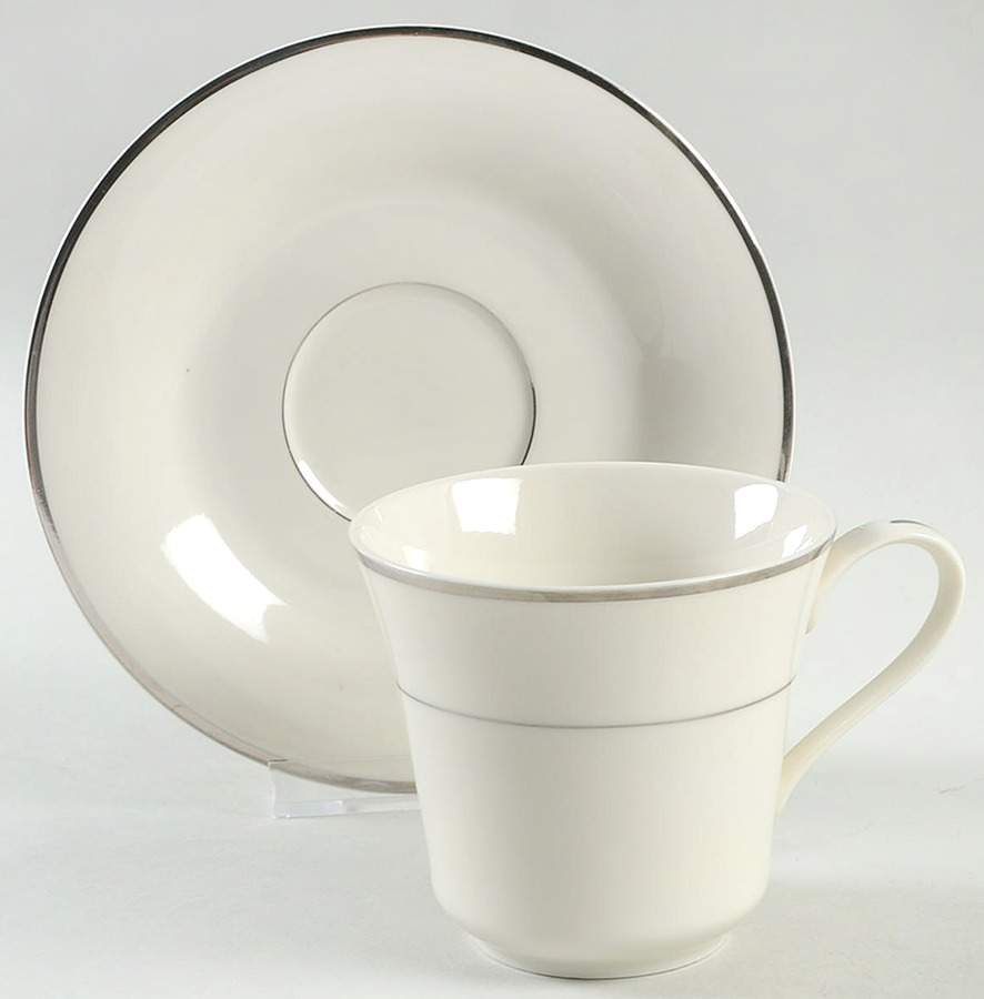 Platinum Herald Flat Cup & Saucer Set by Fashion Manor-1