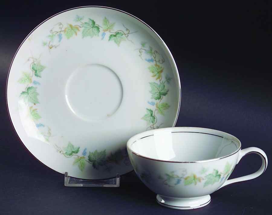 Vineyard Footed Cup & Saucer Set by Fashion Manor-1