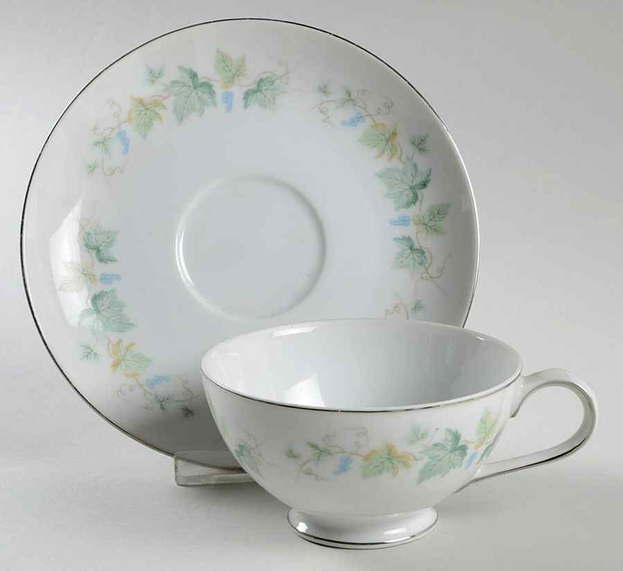 Vineyard Footed Cup & Saucer Set by Fashion Manor-1