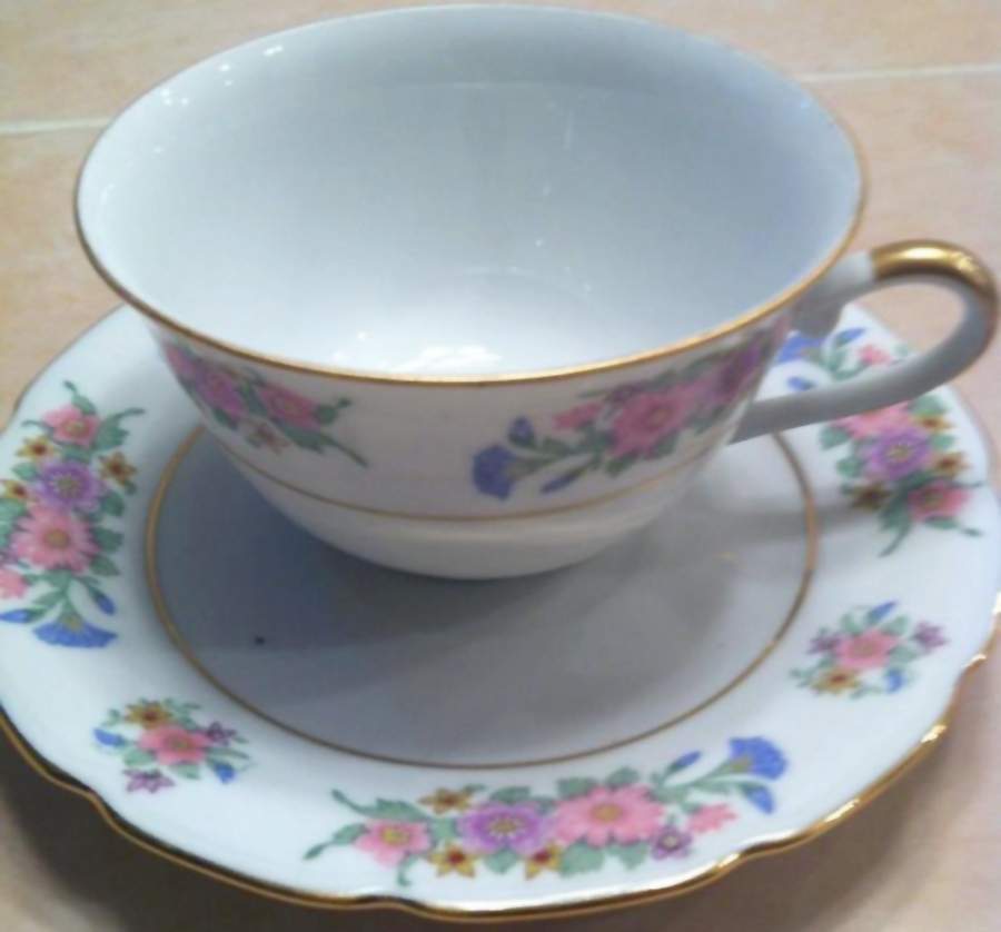 FAN3 Footed Cup & Saucer Set by France-1