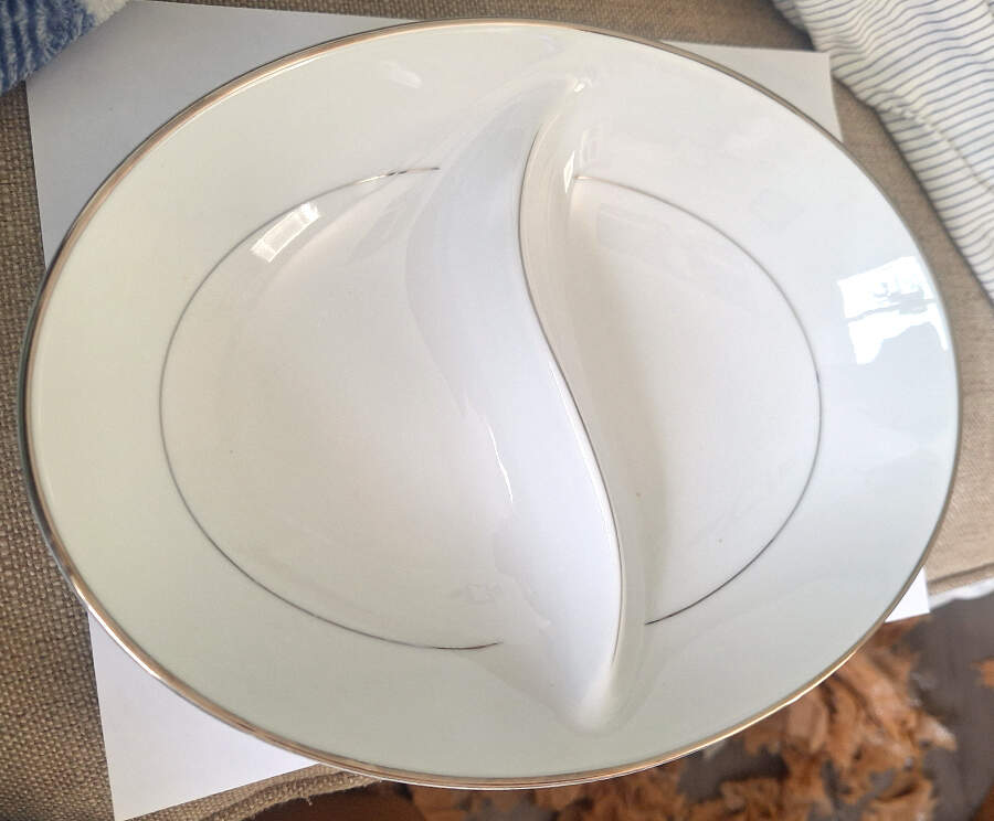 Eternally Yours 10" Oval Divided Vegetable Bowl by Fashion Royale-1