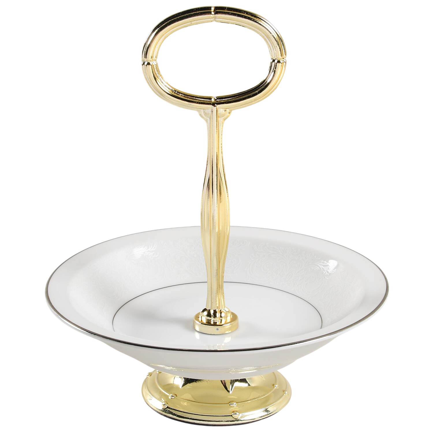 Fascination 6"-7" Handled Footed Nut Dish HC by Fashion Royale-1