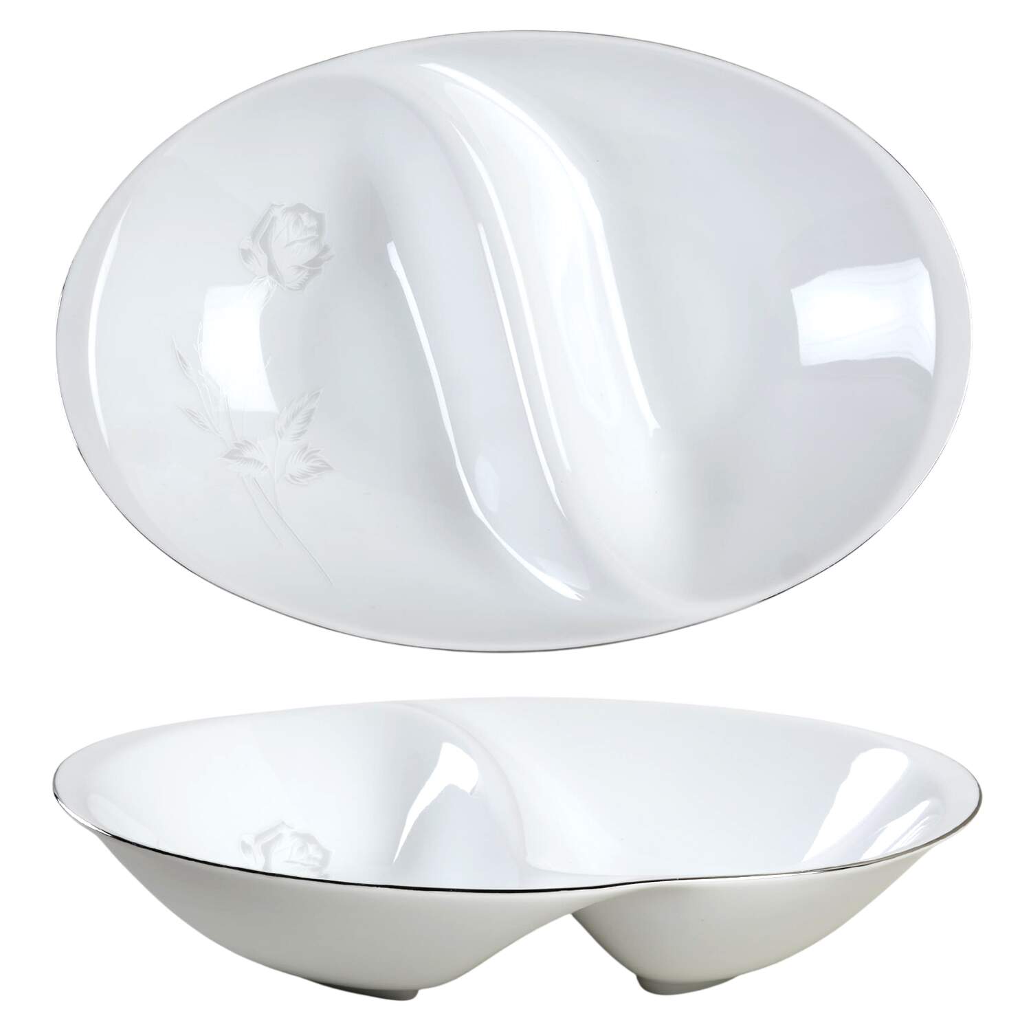 Remembrance 11" Oval Divided Vegetable Bowl by Fashion Royale-1