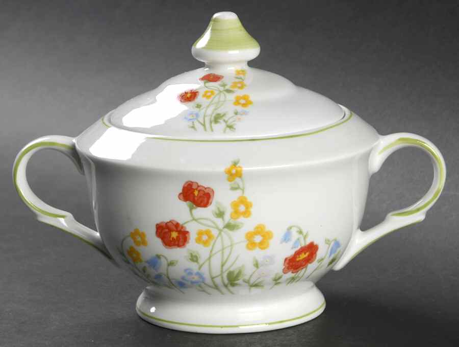 English Flowers Sugar Bowl & Lid by Favolina-Karolina-1