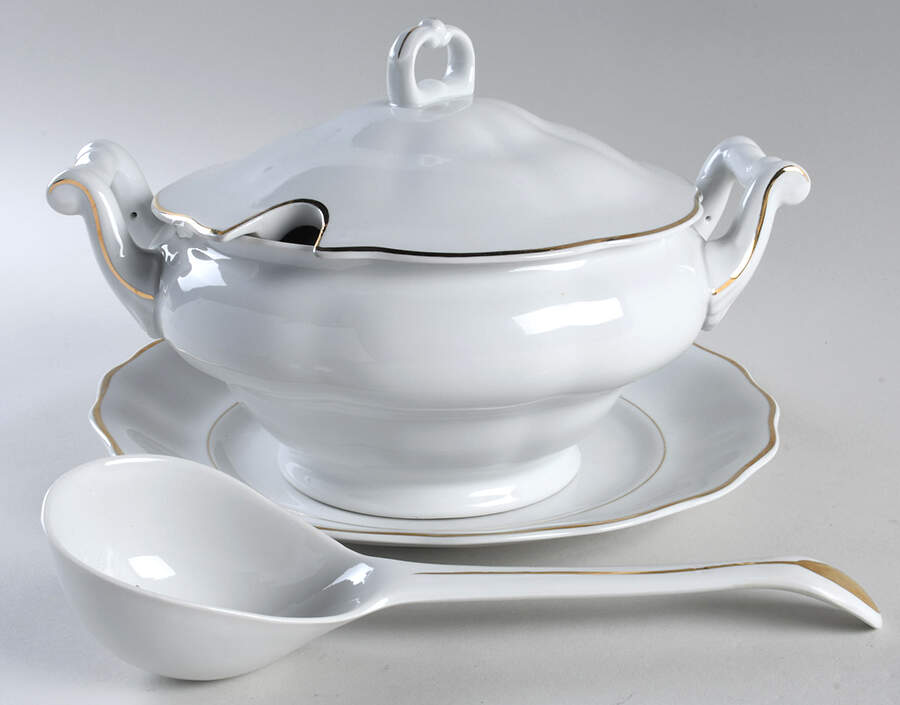 Golden Wedding Tureen & Lid w/Ladle & Underplate by Favolina-Karolina-1