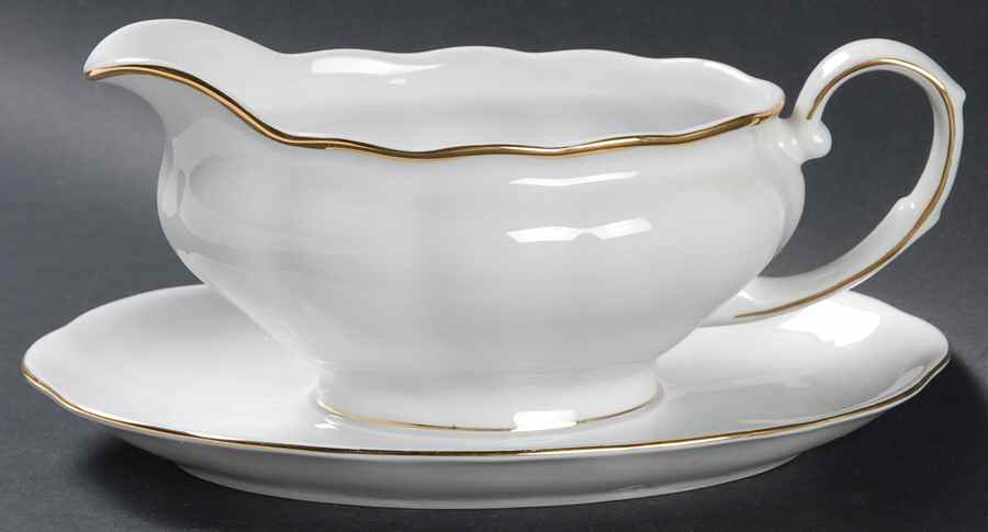 Golden Wedding Gravy Boat with Attached Underplate by Favolina-Karolina-1