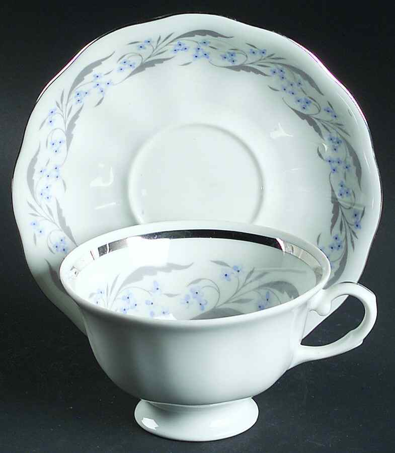 Harmony (Platinum Trim) Footed Cup & Saucer Set by Favolina-Karolina-1