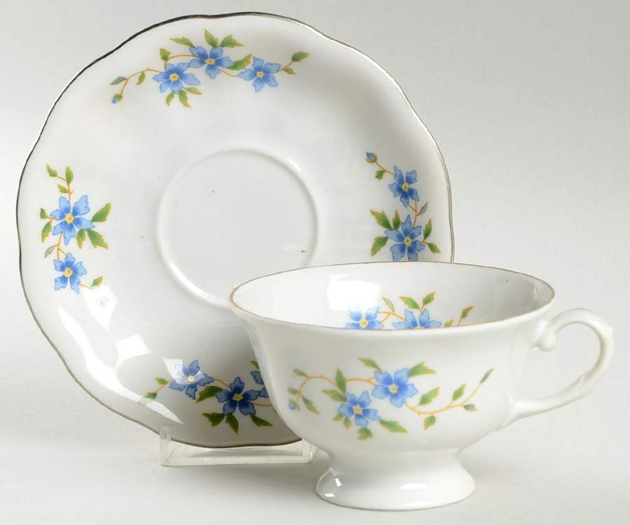 Maria (Platinum) Footed Cup & Saucer Set by Favolina-Karolina-1