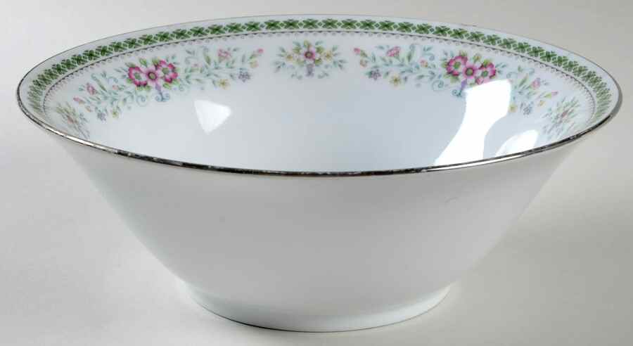 Bouquet (Platinum Trim) 9" Round Vegetable Bowl by Crown Ming-1