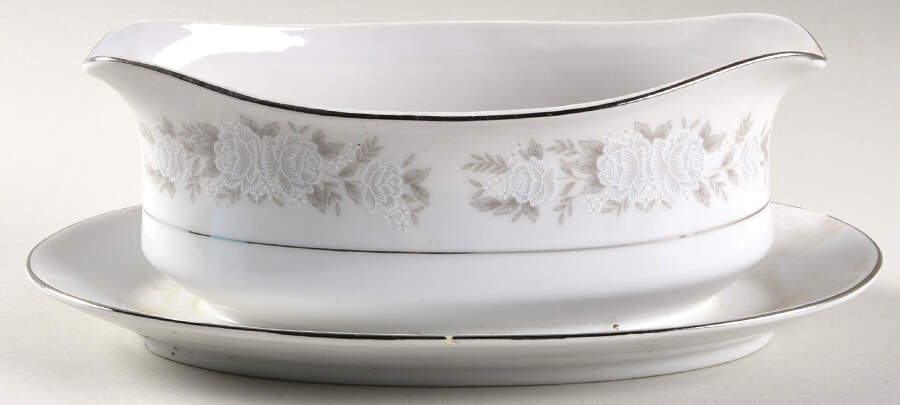 Adele Gravy Boat with Attached Underplate by Fine China of Japan-1