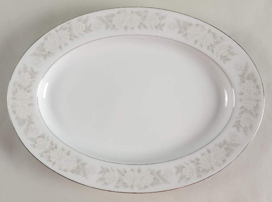 Adele 12" Oval Serving Platter by Fine China of Japan-1