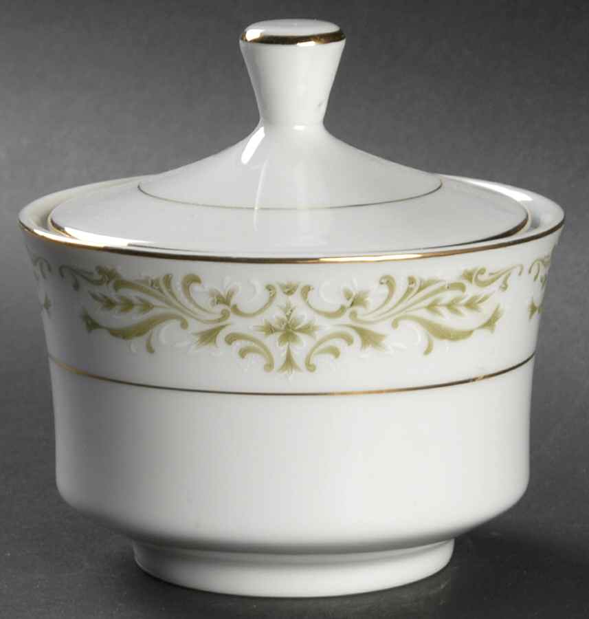 Allegro Green Sugar Bowl & Lid by Gambles Import-1
