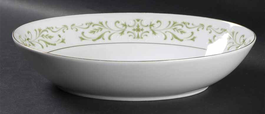 Allegro Green 10" Oval Vegetable Bowl by Gambles Import-1