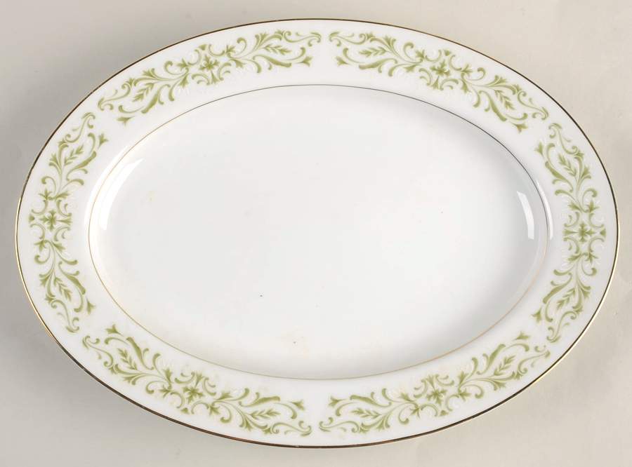 Allegro Green 12" Oval Serving Platter by Gambles Import-1