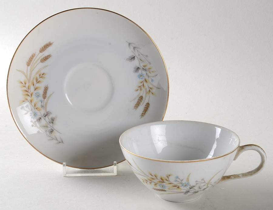 Autumn Wheat Flat Cup & Saucer Set by Fine China of Japan-1