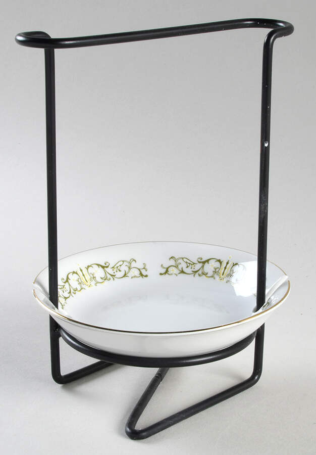Bell Flower 8"-8 1/4" Salad Serving Set/Utensil Holder  HC by Fine China of Japan-1