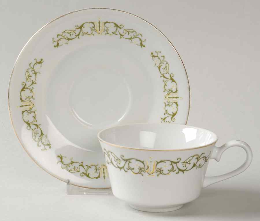 Bell Flower Flat Cup & Saucer Set by Fine China of Japan-1