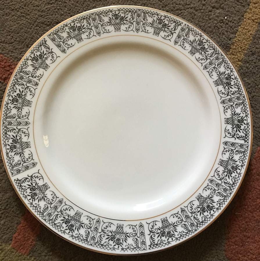 Black Bouquet Dinner Plate by Fine China of Japan-1