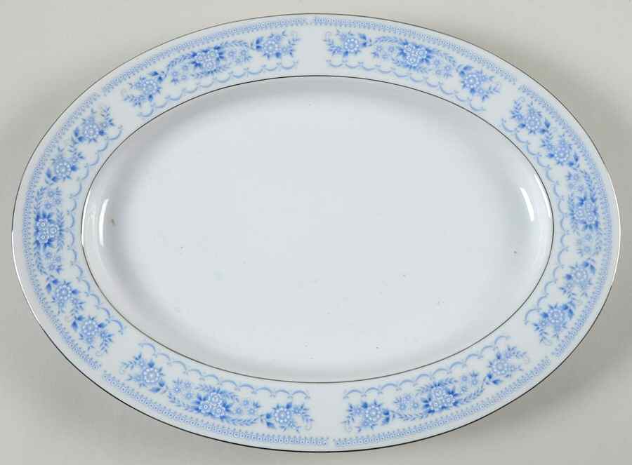 Blue Contessa 12" Oval Serving Platter by Fine China of Japan-1