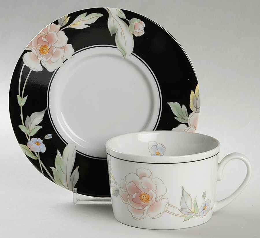 Black Magic Flat Cup & Saucer Set by Fine China of Japan-1