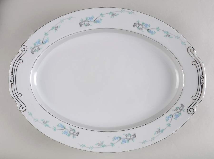 Blue Plum 16" Oval Serving Platter by Fine China of Japan-1