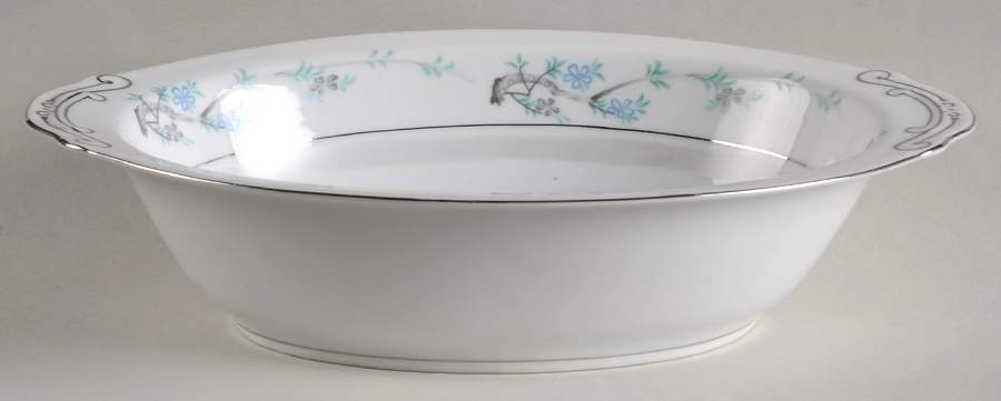 Blue Plum 10" Oval Vegetable Bowl by Fine China of Japan-1