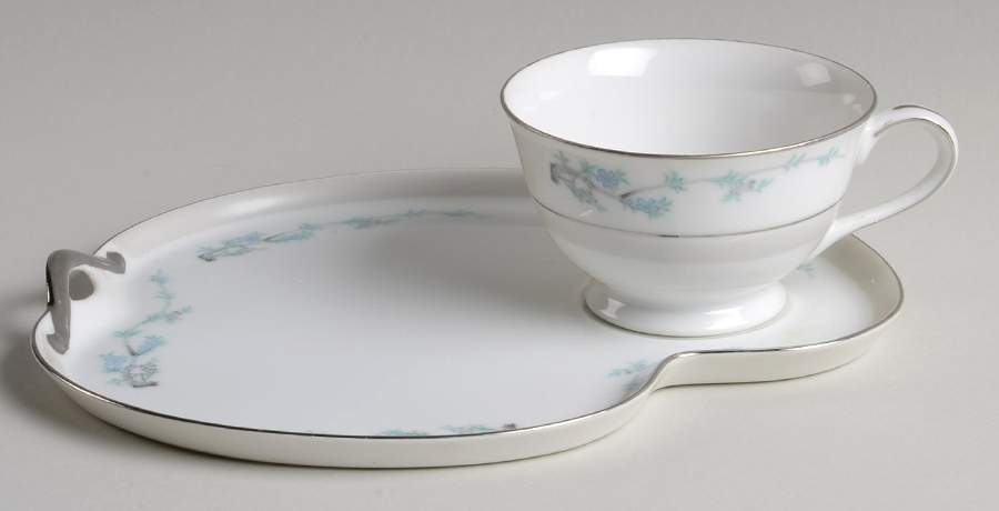 Blue Plum Snack Plate & Cup Set by Fine China of Japan-1