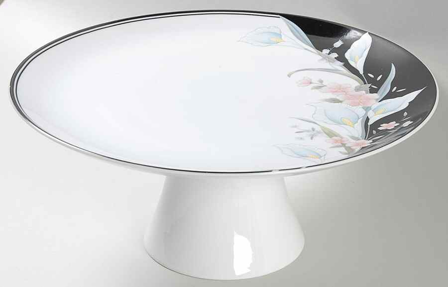 Black Rhapsody 10" Diameter Pedestal Cake Stand by Fine China of Japan-1