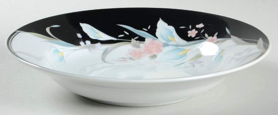 Black Rhapsody Rim Soup Bowl by Fine China of Japan-1