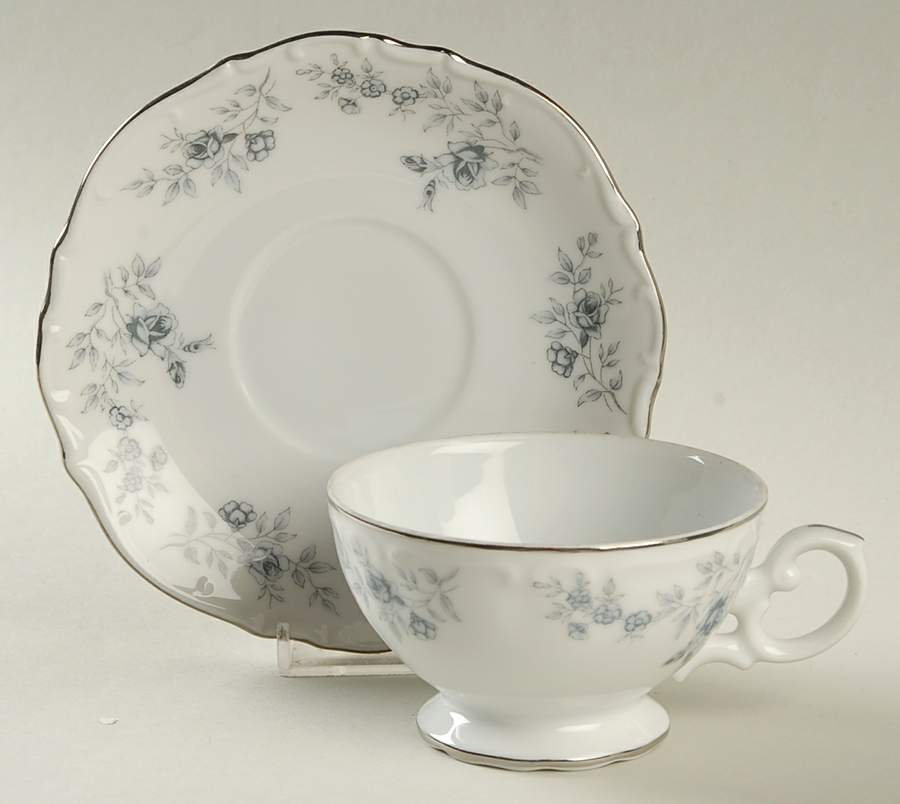 Blue Waltz Footed Cup & Saucer Set by Fine China of Japan-1