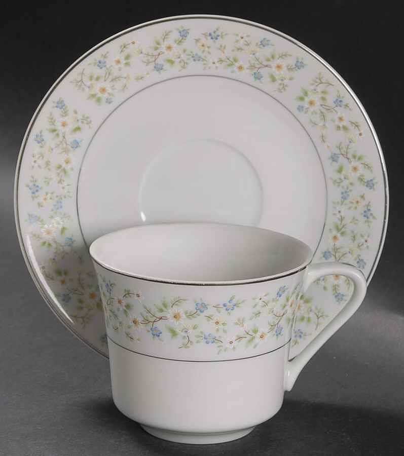 Bouquet Flat Cup & Saucer Set by Fine China of Japan-1