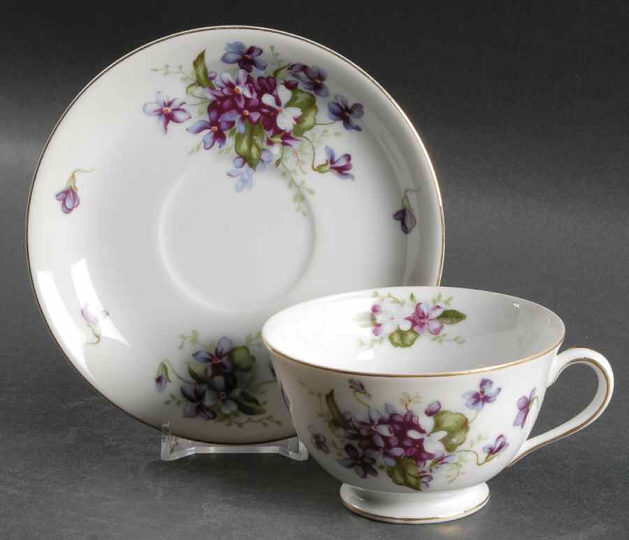 Boutonniere Footed Cup & Saucer Set by Fine China of Japan-1