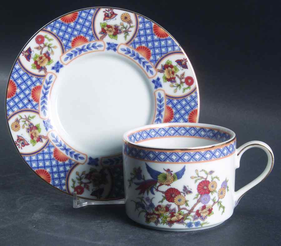 China Garden Flat Cup & Saucer Set by Fine China of Japan-1