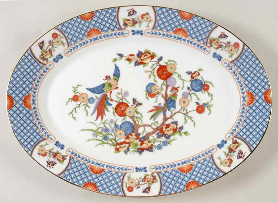 China Garden 14" Oval Serving Platter by Fine China of Japan-1