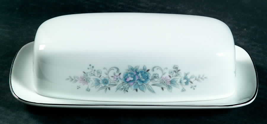 Christine (Blue Flowers) 1/4 Lb Covered Butter by Fine China of Japan-1