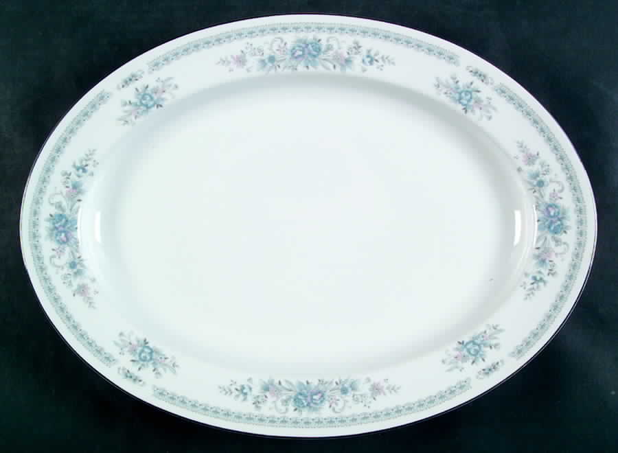 Christine (Blue Flowers) 14" Oval Serving Platter by Fine China of Japan-1