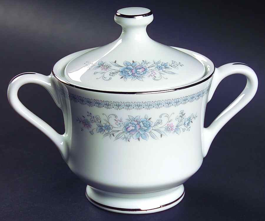 Christine (Blue Flowers) Sugar Bowl & Lid by Fine China of Japan-1