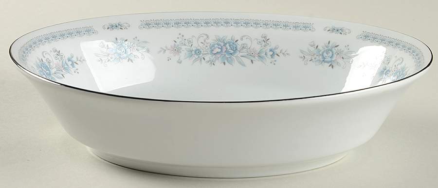 Christine (Blue Flowers) 10" Oval Vegetable Bowl by Fine China of Japan-1