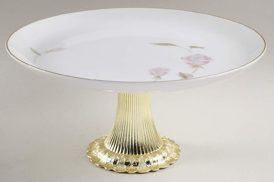 Consuelo Cake Stand with 4"-5" Metal Pedestal  Hc by Fine China of Japan-1